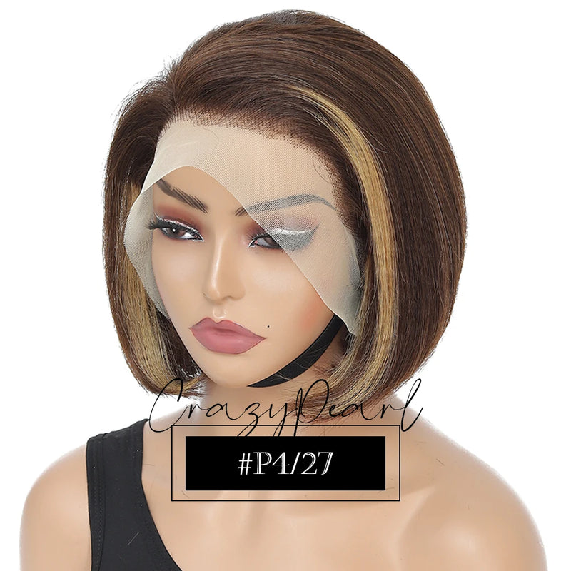 CrazyPearl Natural Color Short Lace Front Pixie Cut Wig Human Hair 13X4 Lace Frontal Wigs Short Wig Human Haair Pixie Cut Wig