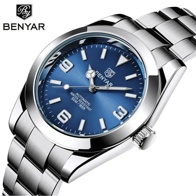 New 41mm Men's Automatic Mechanical Watch Classic Blue Stainless Steel 50m Waterproof Luminous Male Business | SAMAG