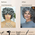 Salt and Pepper Pixie Cut Human Hair Wigs for Women Gray Hair Black Mixed With 60#Color for Daily Use Machine Made