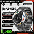 Hot New 1400mAh Big Battery Smart Watch Men Outdoor Flashlight IP68 Waterproof Bluetooth Call AMOLED Military Sports Smartwatch