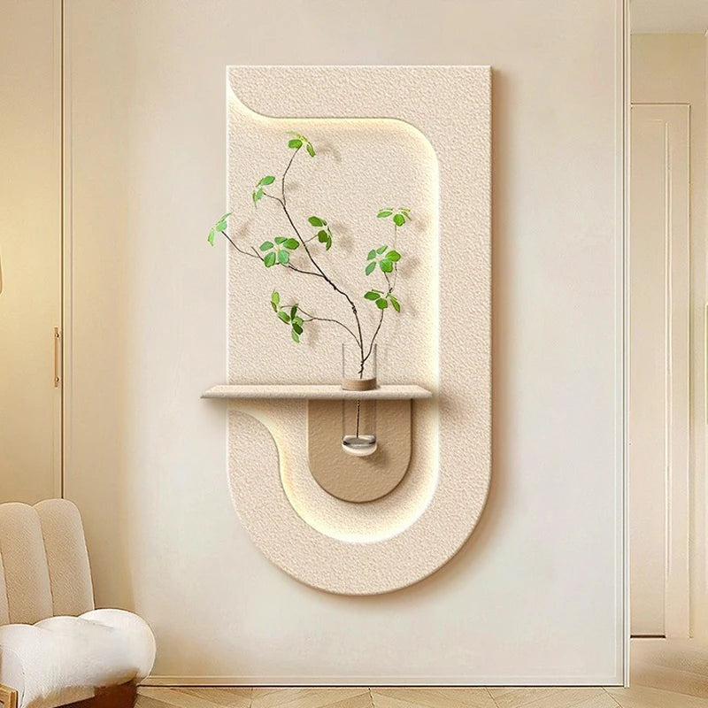 Entrance Decoration Porch Green Plant Ornaments Entrance Corridor LED Wall Lamp Painting High-End Living Room Mural Lamp