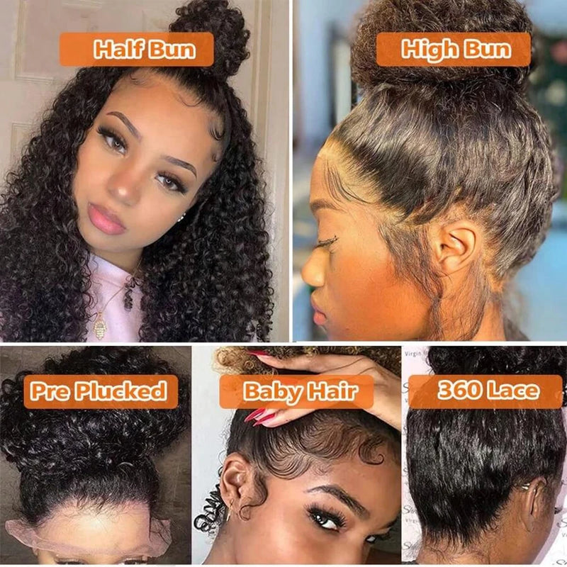 360 Deep Wave Frontal Wig Deep Curly Full Lace Front Human Hair 100% Wigs for Women Wear Go Glueless Curly Wigs With Drawstring