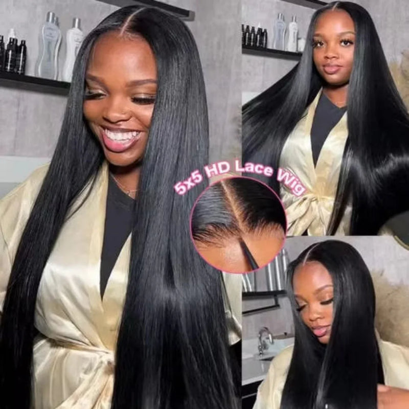 13x4 13x6 HD Transparent Lace Front Wigs Brazilian Straight Human Hair 250% Full Density Pre Plucked Natural Hairline Baby Hair Soft Wigs for Women