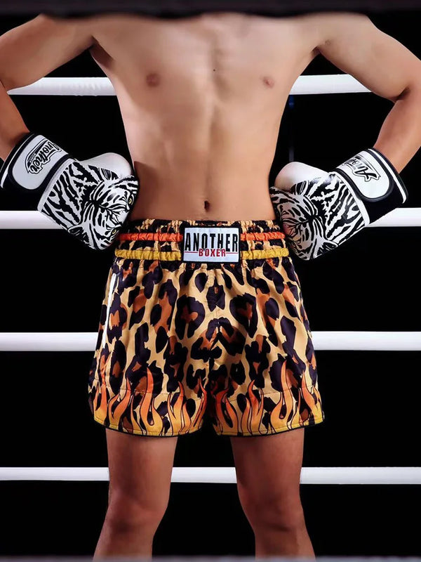 TopFight 2026 Large XXXL Leopard Pattern Boxing Shorts High Waist Muay Thai Pants for Men Women