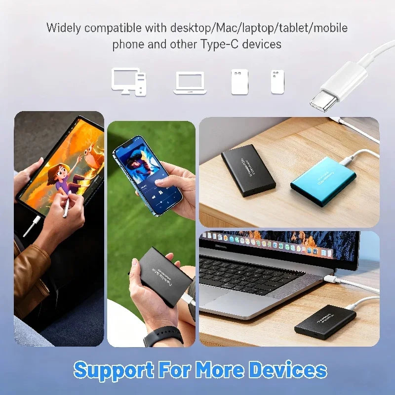 16TB Portable SSD External Solid State Drive USB C Compact Design Suitable Storage for Student Study Work