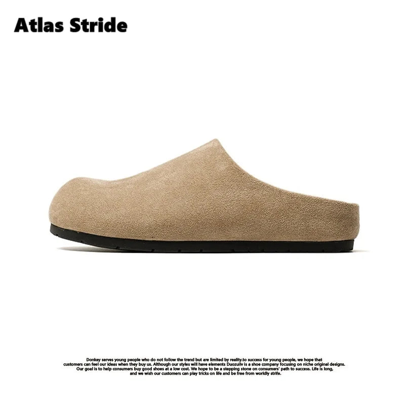 Women's Beige Suede Clog Mules Round Toe Thick Sole Soft Lining Non-Slip Sole Comfortable Casual Daily Indoor Outdoor Slippers