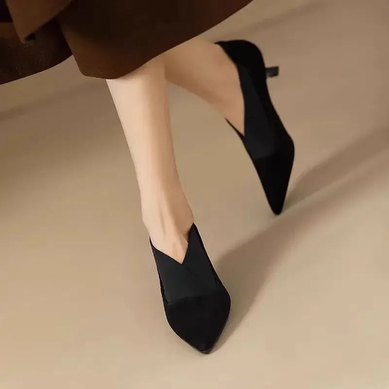Summer fashion pointed high heels suede women's party office casual comfortable thin high heels brand design large size 42