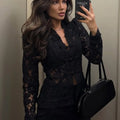 Tossy Summer Lace Printed Shirts Tops Female Hollow Out - View 5 | SAMAG