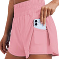 Porty Lady Solid Color High-Waist Yoga Running Double-Layered Anti-Glare Fitness Tight-Fitting Sports Shorts