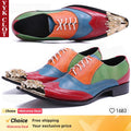 Cool Metal Toes Loafers Handmade  Party Shoes Man Flats Mix Color Fantastic Dress Shoes
