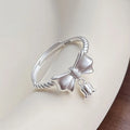 VENTFILLE 925 Sterling Silver Bow Tie Open Finger Ring For Women Gift Cute Design Fashion Jewelry Gift Wholesale