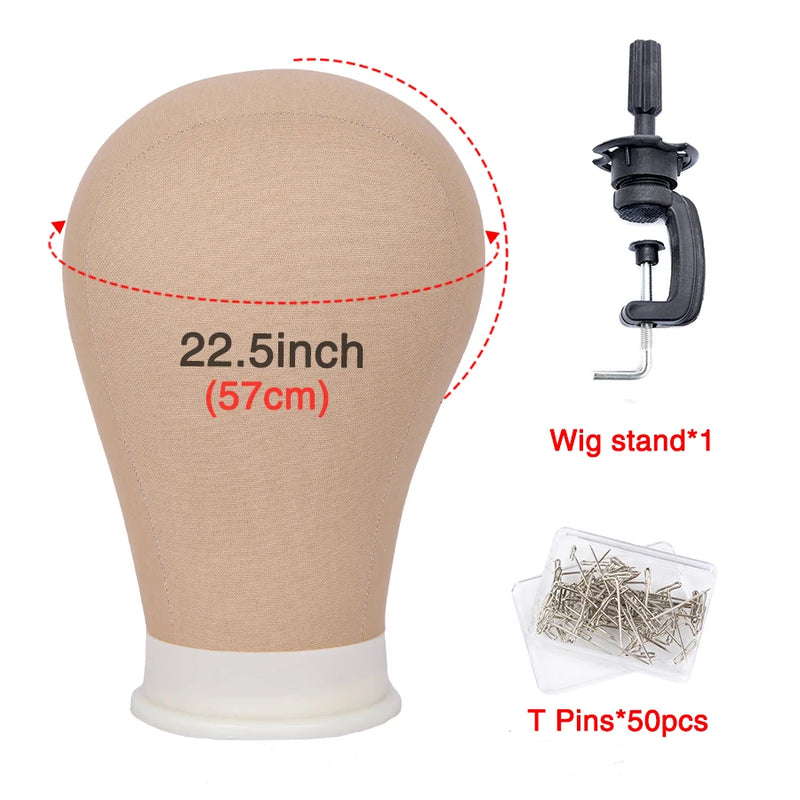 Alileader Canvas Block Poly Head Wig Making Head Weft/Wig Display Styling Mannequin Head Manikin Head Dryer20.5" 21"22.5"23inch