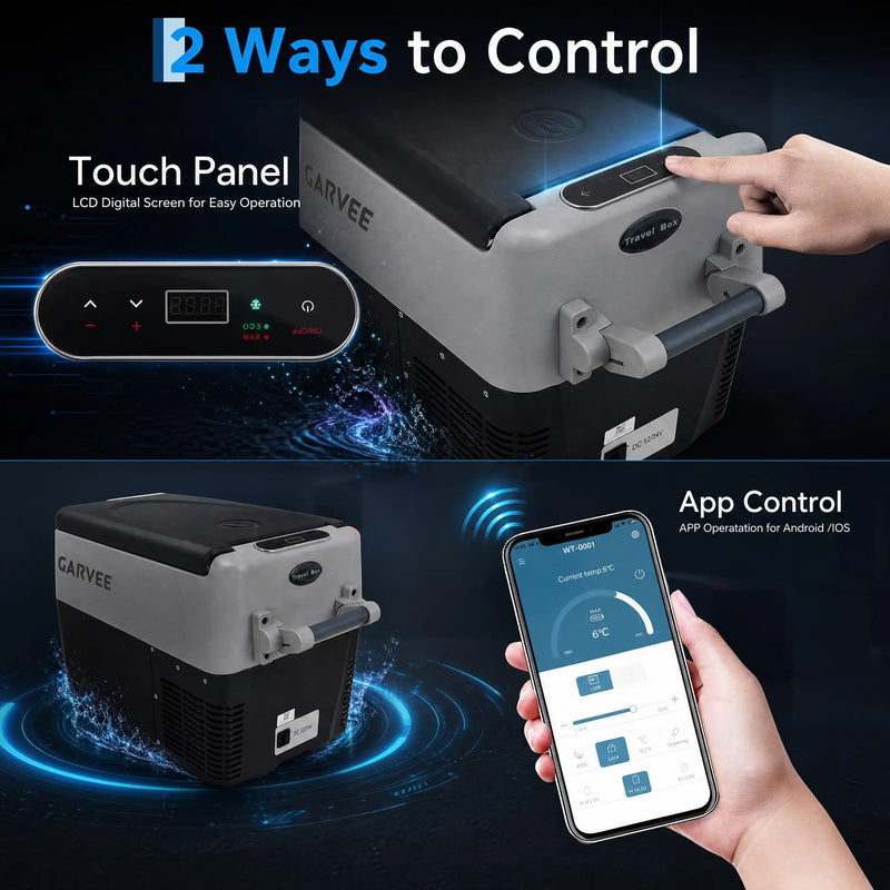 32QT Portable Car Refrigerator Freezer, 12V Electric Cooler With App Control, Dual Zone, -4°F Fast Cooling For RV Camping Travel