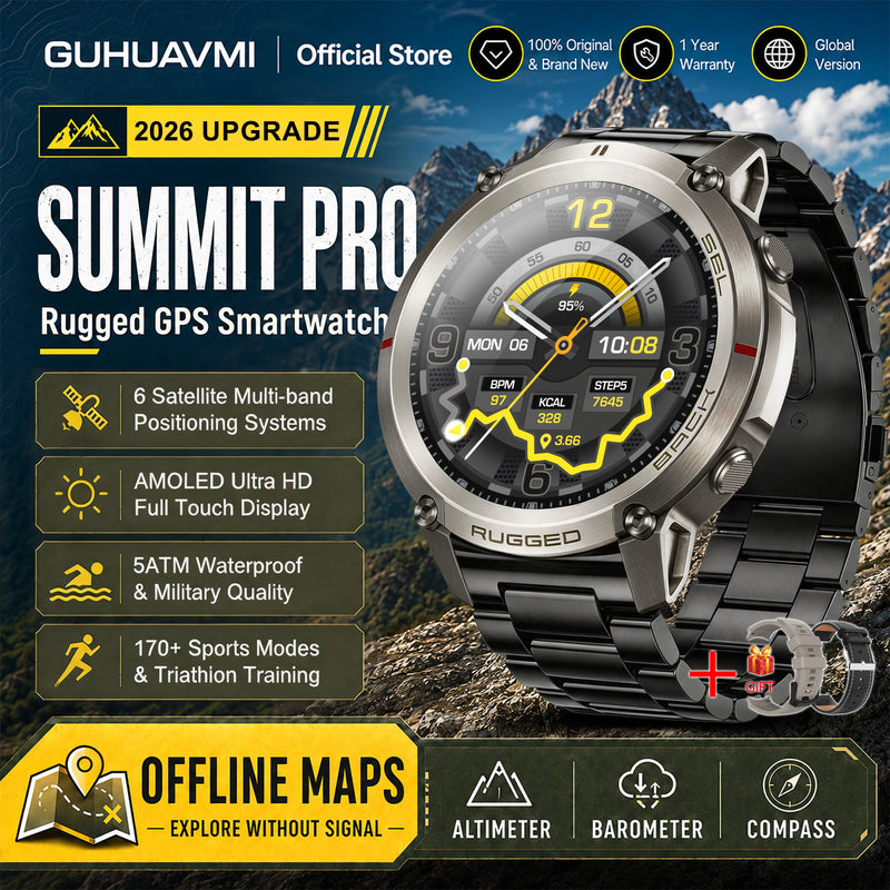 2026 Military Satellite Offline Map GPS Smart Watch Men 1.43''AMOLED Bluetooth Call Compass 5ATM Waterproof 170+Sport Smartwatch