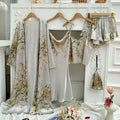 Silk Robe Sleep Suit Women's Lace Satin Pajamas Gown Set | SAMAG