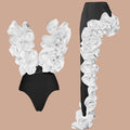 Sexy White 3D Ruffle Flower One Piece And Skirt Set | SAMAG