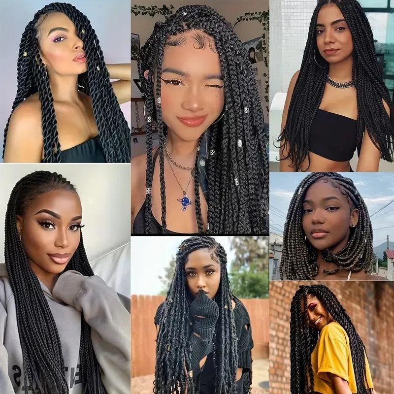1pcs Brazilian Wool Hair Synthetic Crochet Hair Extensions for Women African Hair Yarn for Natural Black, Jumbo Braids