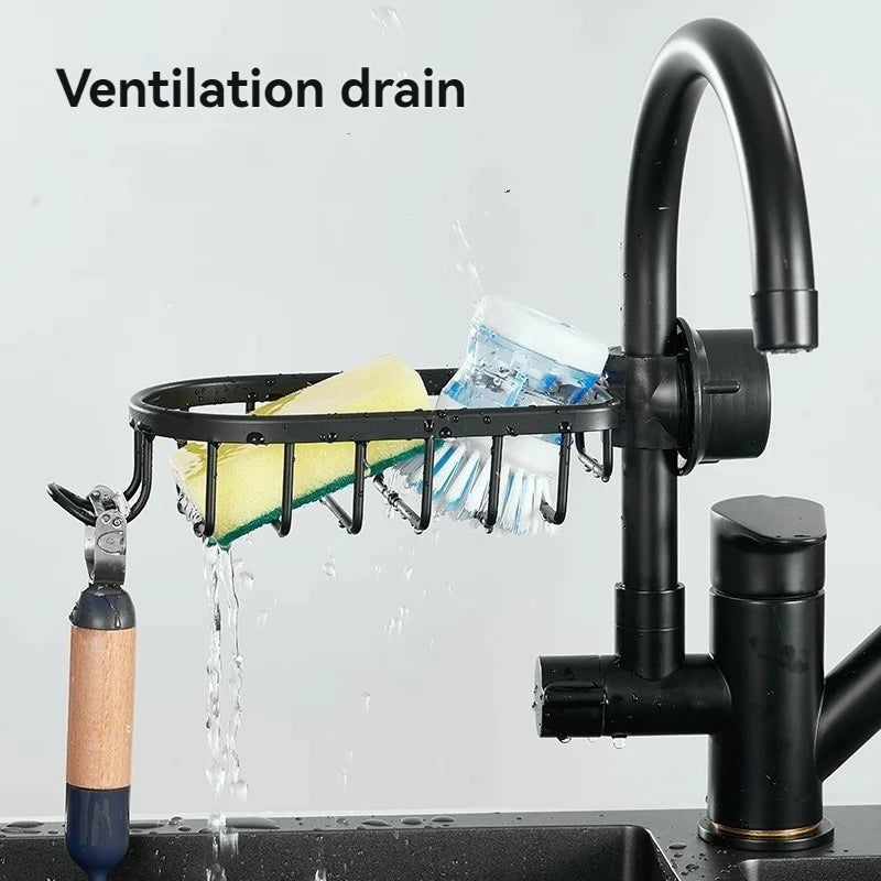 2Pcs/Kitchen Faucet Storage Rack, No - Drill Sponge Draining Multi - Functional - View 3 | SAMAG