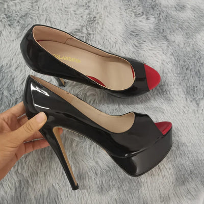 Women Pumps Sexy Platform Peep Toe 14cm Extremely Thin | SAMAG