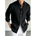 Men's Linen Shirt Cotton Blend Long Sleeve Button Down | SAMAG