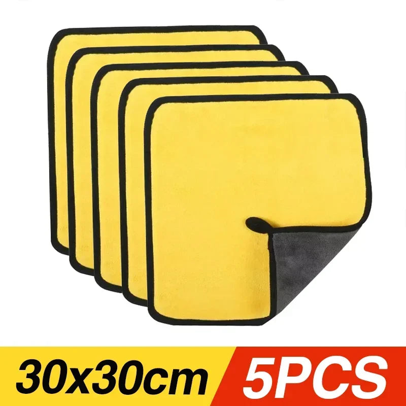 1/3/5/10PCS Car Wash Towels Cleaning Cloth Absorbent Dry Cloth General Purpose Microfiber Towel Thickened Yellow 30/40/60cm