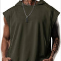 2025 Vest  Hooded Solid Color New Men's Casual Pullover Sports Men's T-shirt Sleeveless Men's Waistcoat Loose