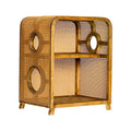 Double-Layer Wicker & Solid Wood Cat Bed for Cats and Small Dogs, Semi-Enclosed Large Cat Sofa, Indoor Pet Nest, Cat House