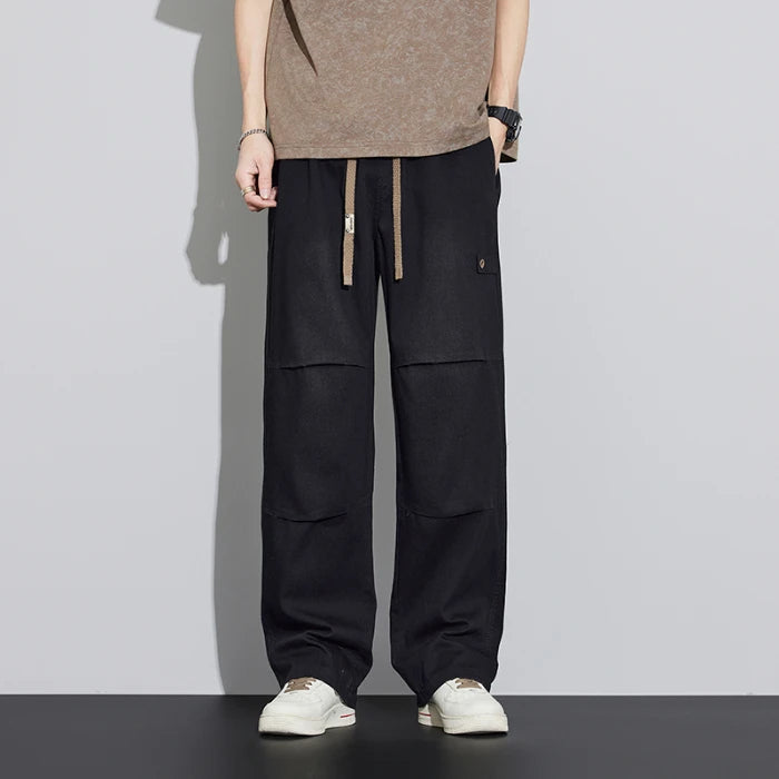 Japanese Style Textured Grid Men's Jeans Plus Size Loose | SAMAG