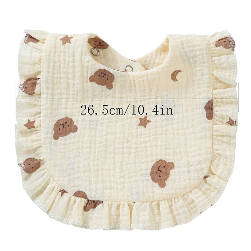 Baby Saliva Towel Muslin Cotton Infant Bibs Kids Feeding Eating Apron Boys Girls Ruffle Towel Toddler Newborn Prints Burp Cloth
