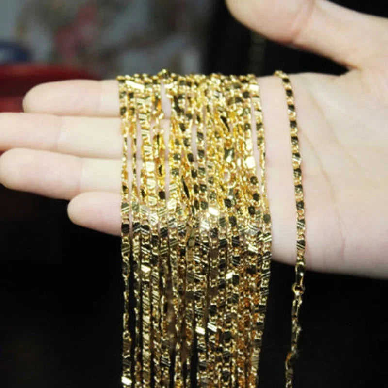 Exquisite Fashion 18K Gold Filled Necklace For Women Men Size 16 - 30 Inch Jewelry Chain - Visuel 4 | SAMAG