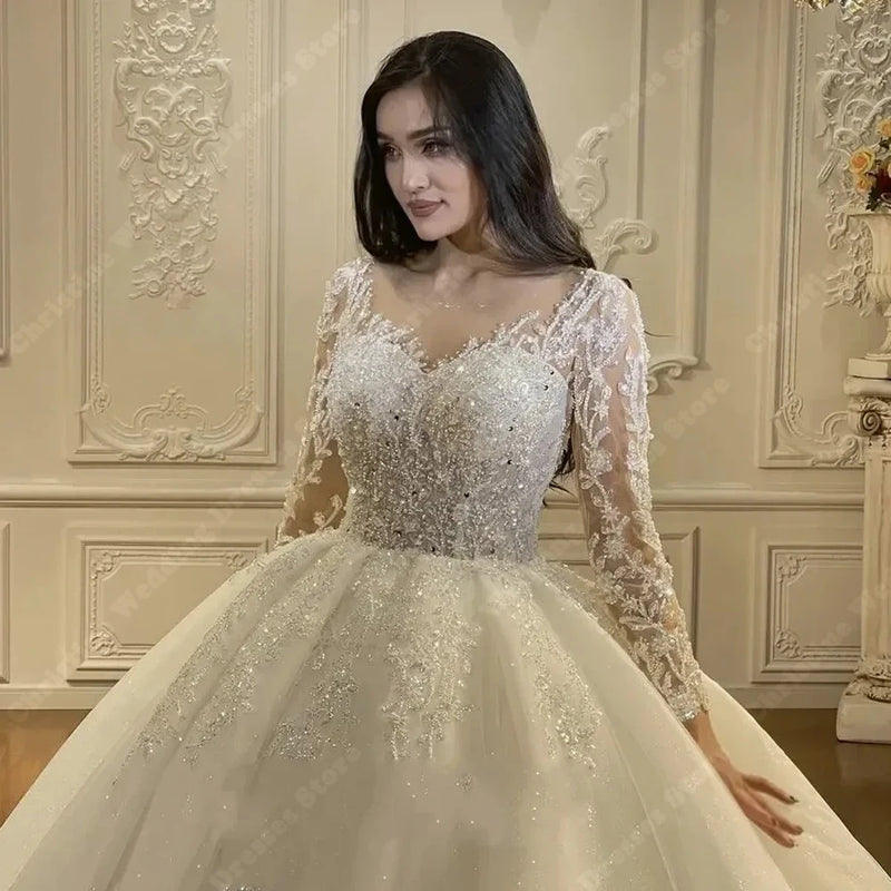 Elegant Lace Appliques Women Wedding Dresses A - Line - View 2 | SAMAG