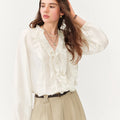 FSLE Summer New Women's French Style V - Neck Ruffle Blouse - View 7 | SAMAG