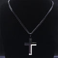 Goth Stainless Steel Cross Pendant Necklace Biker Men Punk Black Silver Color Crucifixion Crystal Necklace Hip Hop Jewelry N6337