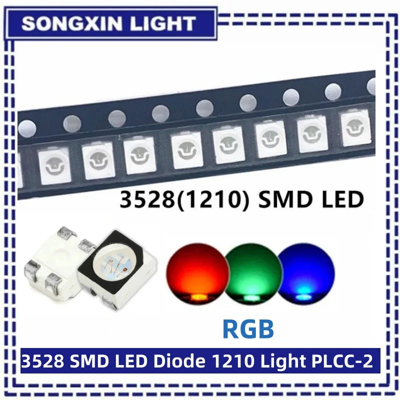100pcs/lot 3528 1210 Diode SMD LED Diodes Kit Green RED WARM White ICE Blue Yellow Pink Purple-UV Orange rgb PLCC-2 High Quality