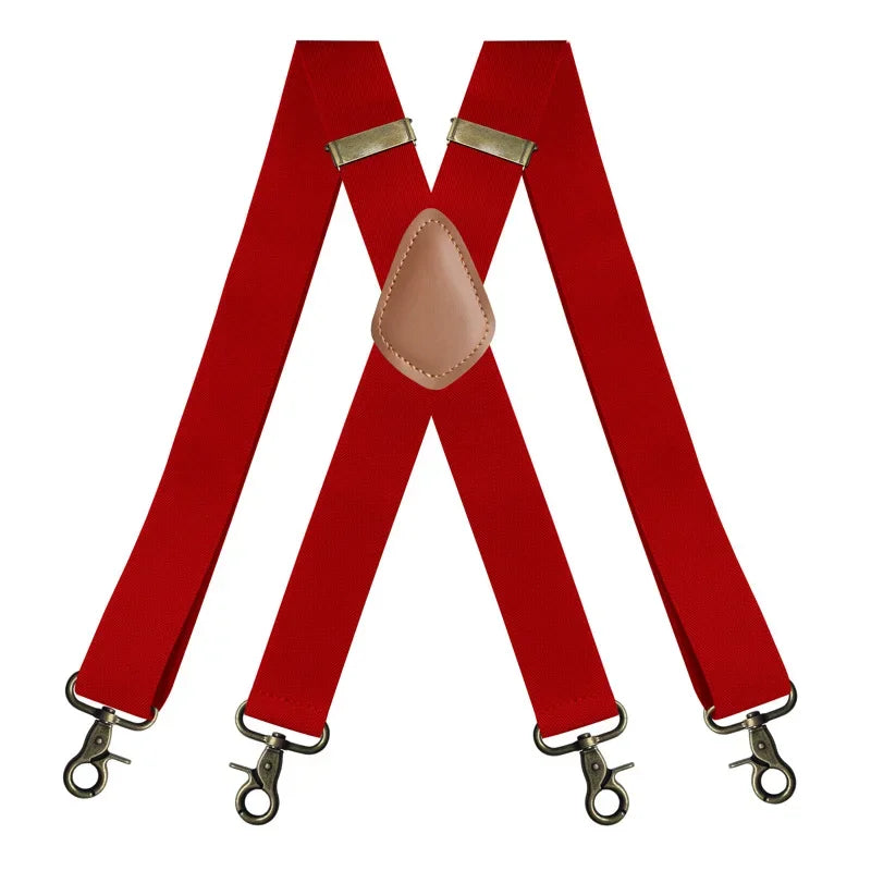 Deepeel 3.5*120cm Men's Adult Suspender X - Type Braces 4 Clips Hook Buckles Adjust Strap Elastic Belt for - Visuel 9 | SAMAG