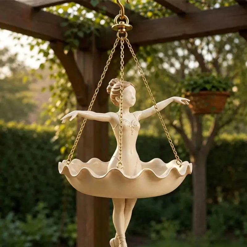 G6KF Porch and Balcony Decors Hanging Planter, Dancer Resin Flower Pot with Three Chain for Small Plant, Indoor Garden Accent