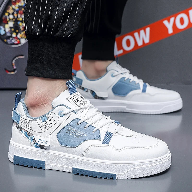 Men's Fashion Street Skateboarding Shoes Good Gripping Casual Sports Shoes Lace-Up Breathable Lightweight Walking Shoes