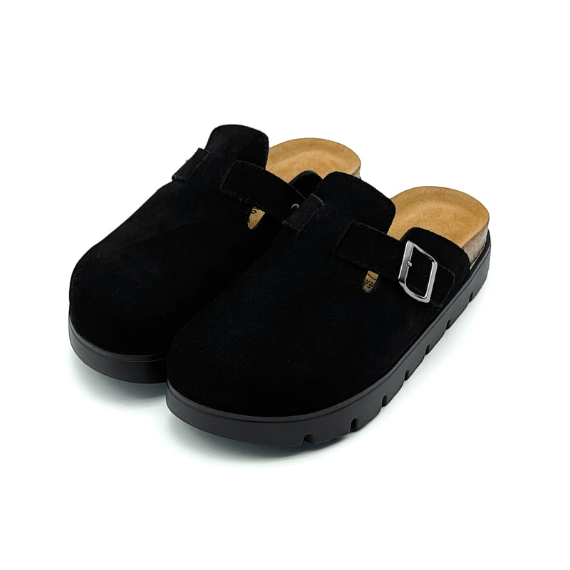 Chunky Platform Suede Leather Clogs Cork Arch Support Adjustable Buckle Non-Slip Mules For Women & Men