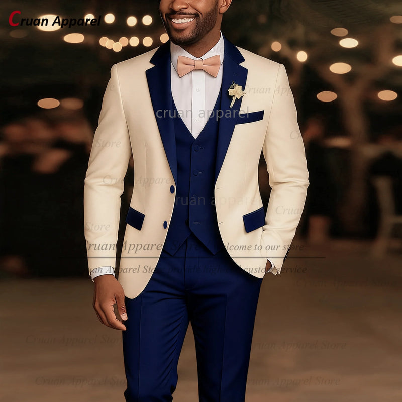 Suit Sets For Men Wedding Banquet Custom Groomsman Elegant Outfits Evening Dinner Male Blazer Vest Pants 3 - View 6 | SAMAG