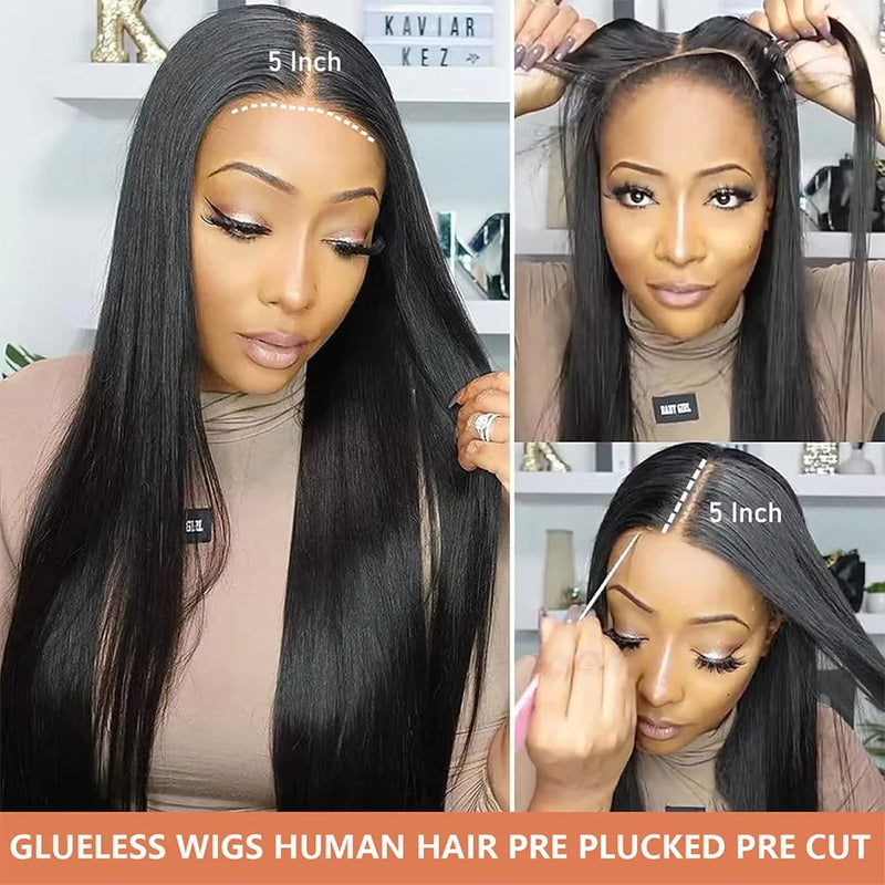 30 Inch Natural Black 360 Lace Front Straight Human Hair Wigs 360 HD Transparant Full Lace Glueless Wigs Human Hair Pre Plucked