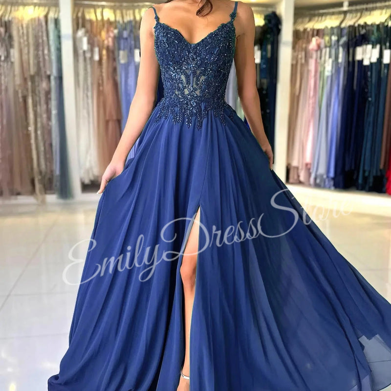 Green Chiffon Evening Dress Women Elegant Applique | SAMAG