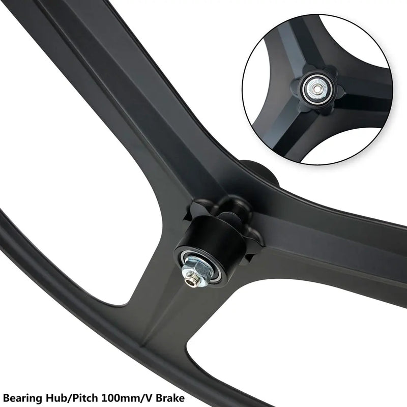 MAGICBROS Fixed Gear Bike Front Wheel 700C Three-Spoke Magnesium Alloy Hub One-Piece Track Bike Single Wheel Hub for Fixed Gear