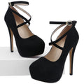 Women Pumps Sexy Cross Strap Stripper Pole Dance High Heels 14cm Shallow Round Toe Platform Stiletto Elegant Party Wedding Shoes