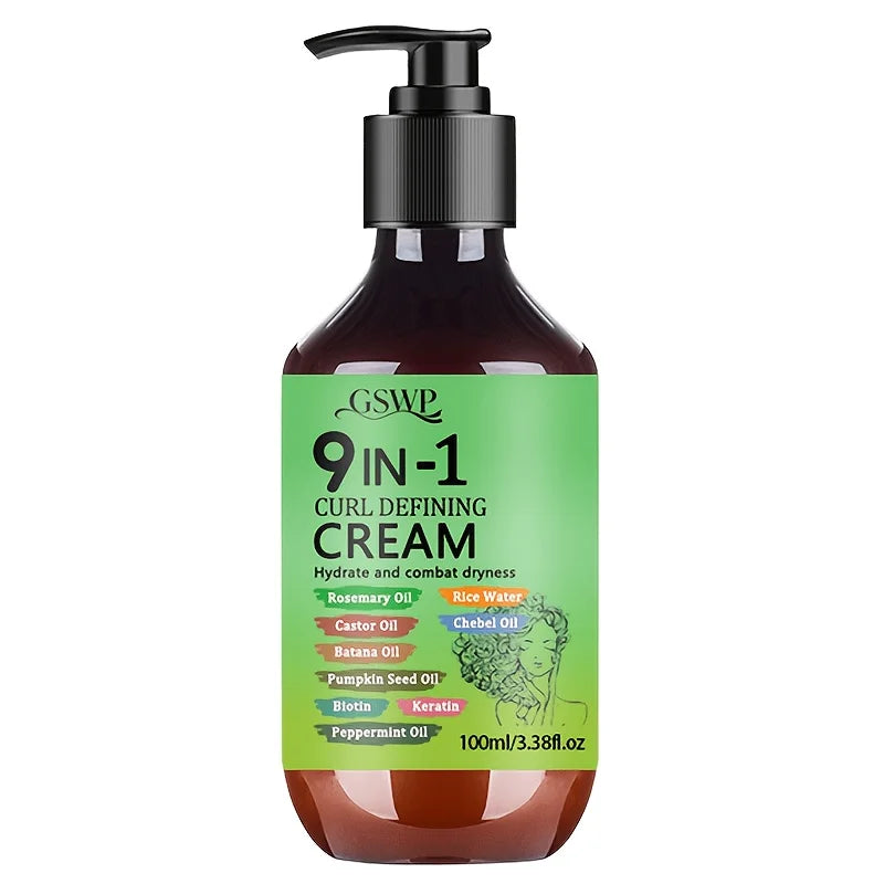 GSWP 9-In-1 Curl Styling Cream，with Rosemary, Batana Oil, Castor Oil, Keratin & Biotin.100ml/200ml