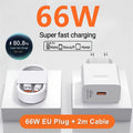 6A 66W Super Fast EU Charger For Huawei Mate 50 60 P60 Nova 12 13 Honor 200 400 Magic 4 5 6 7 Pro Type C USB Quick Charge Cable