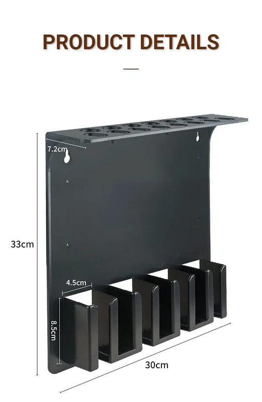 New Type Professional Wall Mount Barber Electric Clipper Holder Salon Beauty Organizer Hairdressing Styling Tools Storage Rack