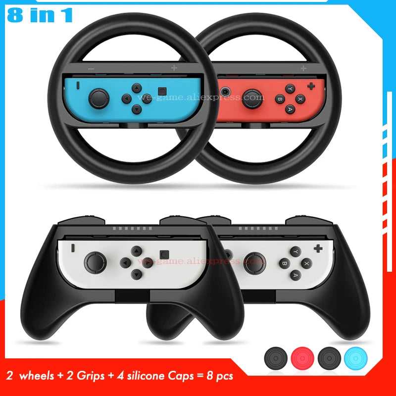 NintendoSwitch Accessories Racing Steering Wheel Nintend Switch Handle Grips Nitendo Joycon Cap for Nintendo Switch OLED Gamepad