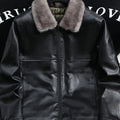Men's Autumn and Winter Black Gold Graphene Lined Camel Hair Warm Fur Collar Pu Leather Jacket