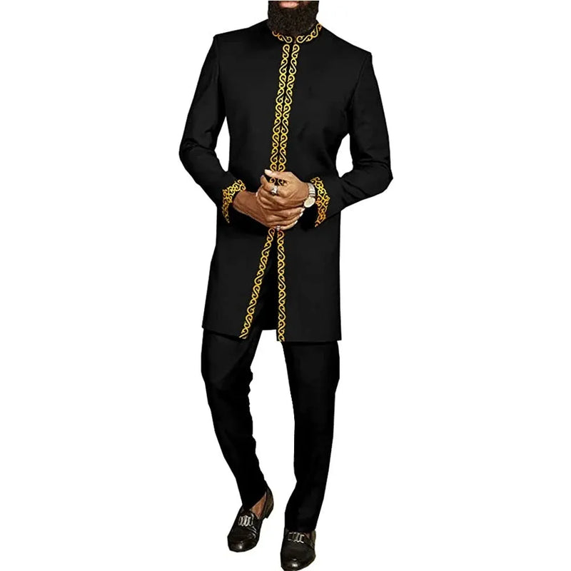 Summer Short Sleeve Men's Kuanda Suit Stand Collar Single Breasted Tuxedo Men's Suit Wedding Ethnic Style 2 Piece Sets Outfits