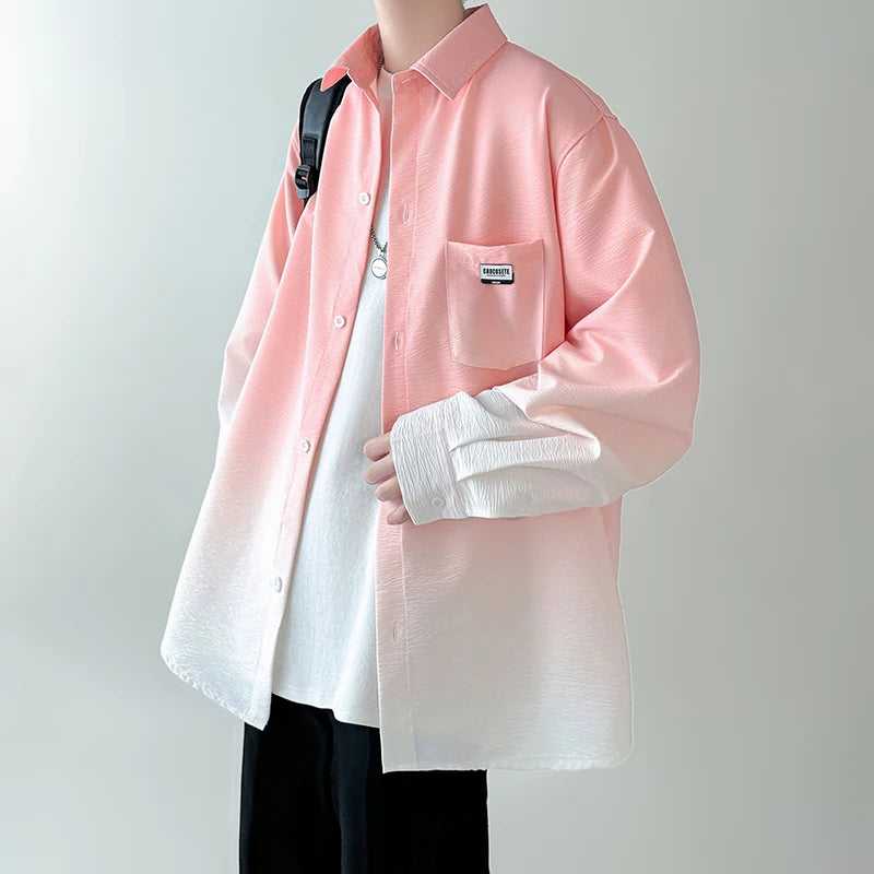 Men's shirt Gradient Plicated Long Sleeve Loose Korean | SAMAG